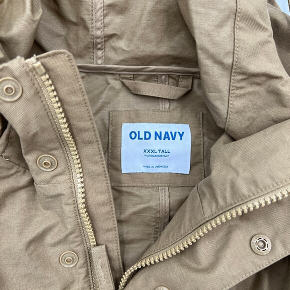 Old Navy Hooded Shell Parka Jacket Teakwood Brown Tall Water Resistant - Picture 3 of 10